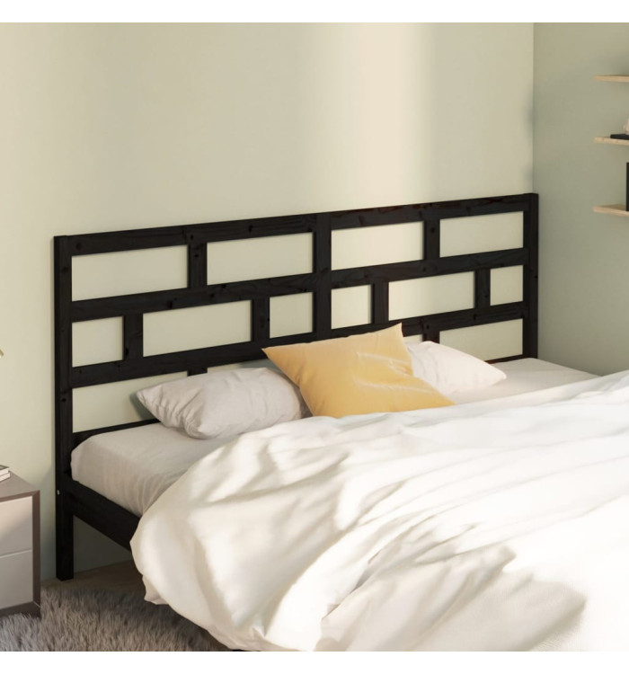 Tête de lit Noir 206x4x100 cm Bois massif de pin | Mobilier & Déco