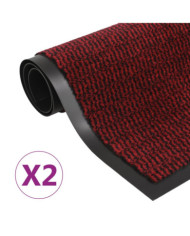 Paillassons rectangulaires 2 pcs 40 x 60 cm Rouge | Mobilier & Déco