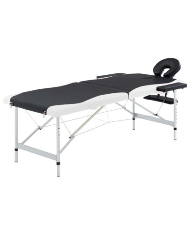 Table de massage pliable 2 zones Aluminium Noir et blanc | Mobilier & Déco