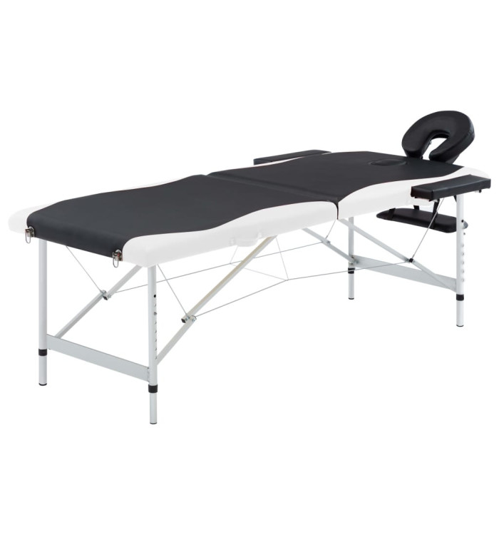 Table de massage pliable 2 zones Aluminium Noir et blanc | Mobilier & Déco
