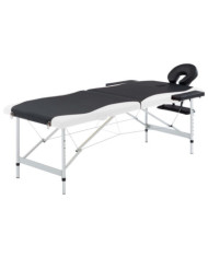 Table de massage pliable 2 zones Aluminium Noir et blanc | Mobilier & Déco