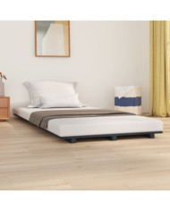 Cadre de lit sans matelas gris 100x200 cm bois massif de pin | Mobilier & Déco