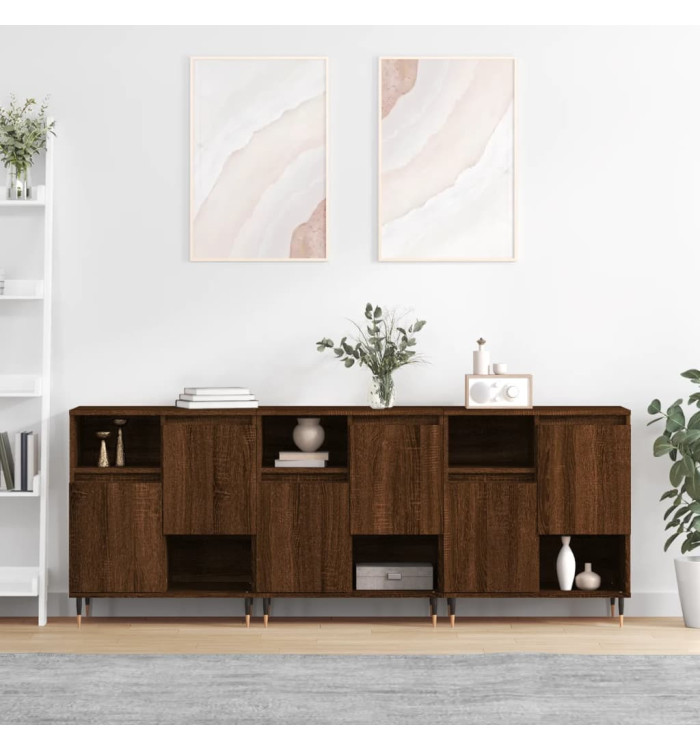 Buffets 3 pcs Chêne marron Bois d'ingénierie | Mobilier & Déco