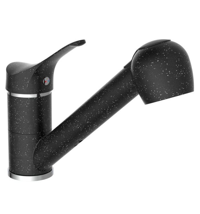 EISL Mitigeur d'évier avec douchette extractible GRANIT noir-chrome | Mobilier & Déco