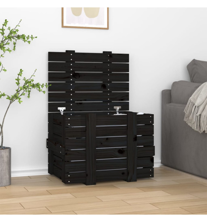 Boîte de rangement Noir 58x40,5x42 cm Bois massif de pin | Mobilier & Déco