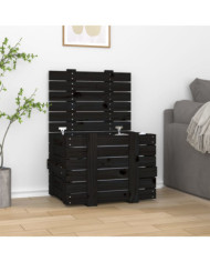 Boîte de rangement Noir 58x40,5x42 cm Bois massif de pin | Mobilier & Déco
