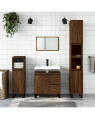 Armoire de bain chêne marron 65x33x60 cm bois d'ingénierie | Mobilier & Déco