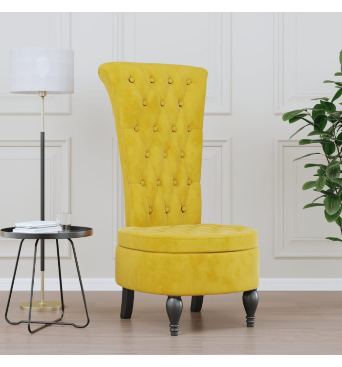 Chaise à dossier haut jaune velours conception de bouton | Mobilier & Déco