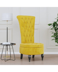 Chaise à dossier haut jaune velours conception de bouton | Mobilier & Déco