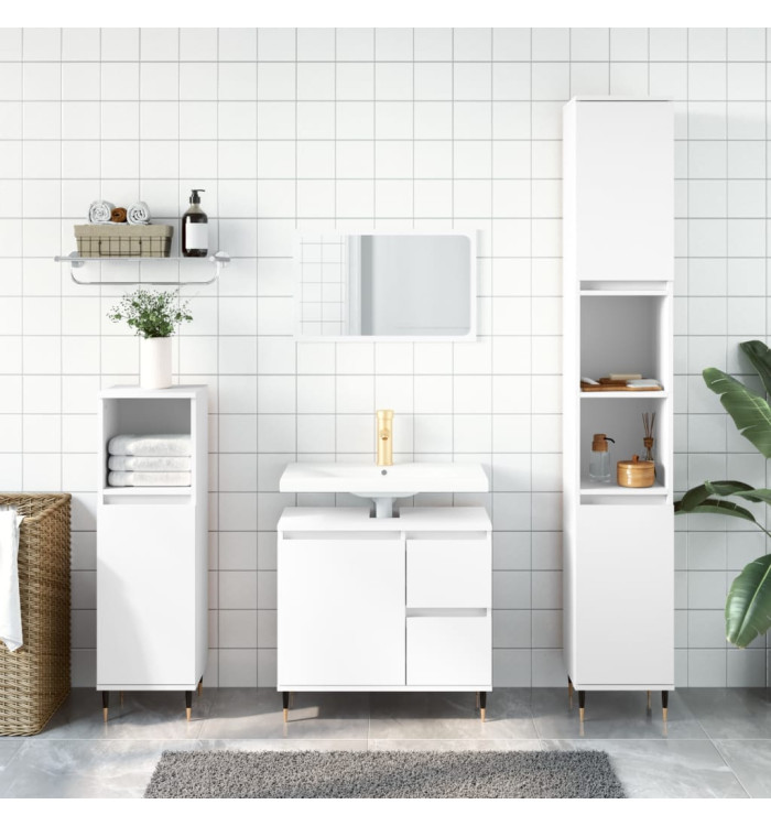 Ensemble de meubles salle de bain 3 pcs blanc bois d'ingénierie | Mobilier & Déco