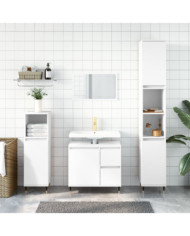 Ensemble de meubles salle de bain 3 pcs blanc bois d'ingénierie | Mobilier & Déco