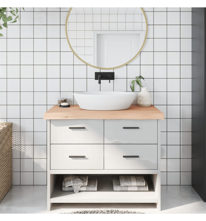 Comptoir de salle de bain 100x60x(2-6)cm bois massif non traité | Mobilier & Déco