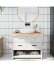 Comptoir de salle de bain 100x60x(2-6)cm bois massif non traité | Mobilier & Déco