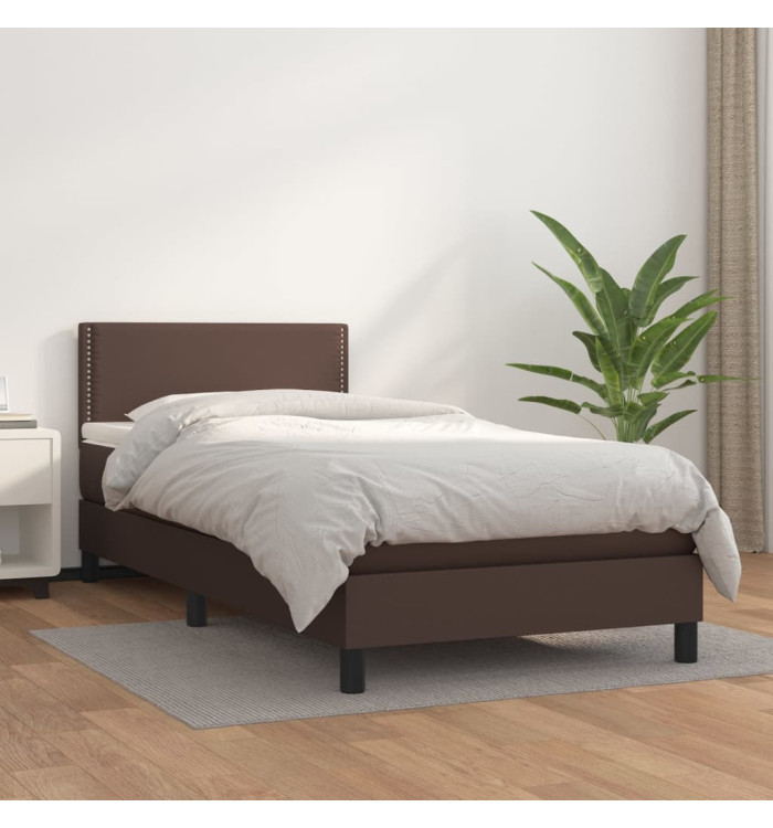 Sommier à lattes de lit avec matelas Marron 100x200 cm | Mobilier & Déco
