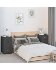   Tables de chevet 2 pcs Gris 40x40x75 cm Bois de pin massif | Mobilier & Déco