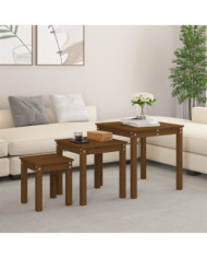 Tables gigognes 3 pcs Marron miel Bois de pin massif | Mobilier & Déco