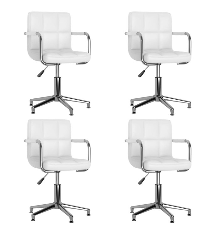 Chaises pivotantes à manger lot de 4 blanc similicuir | Mobilier & Déco