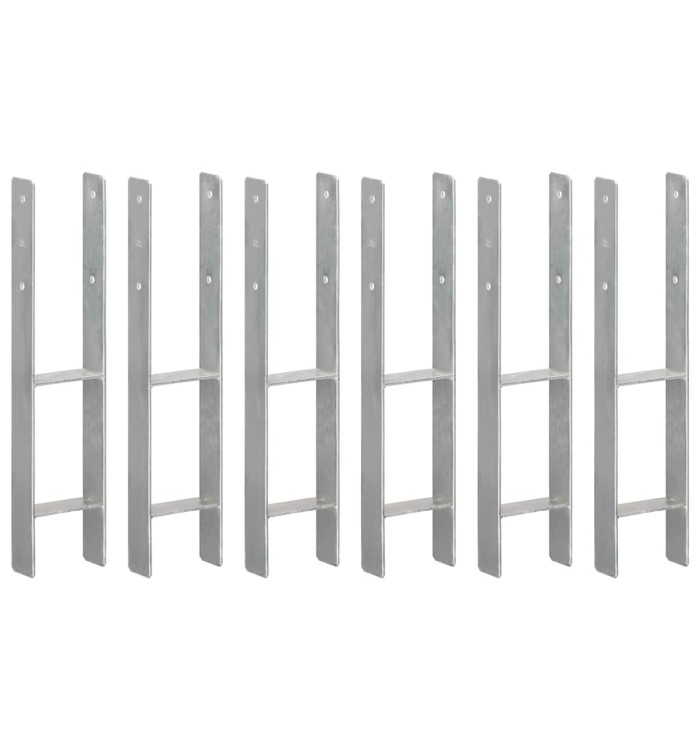 Piquets de clôture 6 pcs Argenté 12x6x60 cm Acier galvanisé | Mobilier & Déco