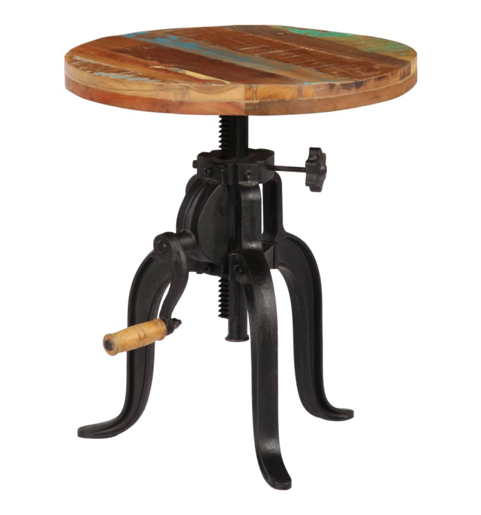 Table d'appoint 45x (45-62) cm Bois de récupération et fonte | Mobilier & Déco