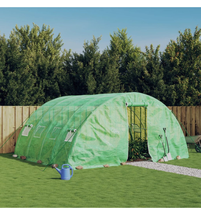 Serre avec cadre en acier vert 20 m² 5x4x2,3 m | Mobilier & Déco