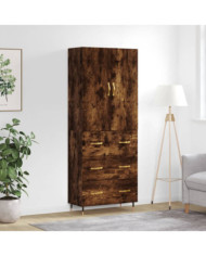 Buffet haut Chêne fumé 69,5x34x180 cm Bois d'ingénierie | Mobilier & Déco