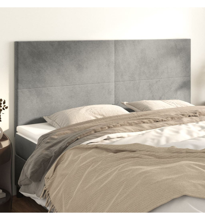Têtes de lit 4 pcs Gris clair 100x5x78/88 cm Velours | Mobilier & Déco