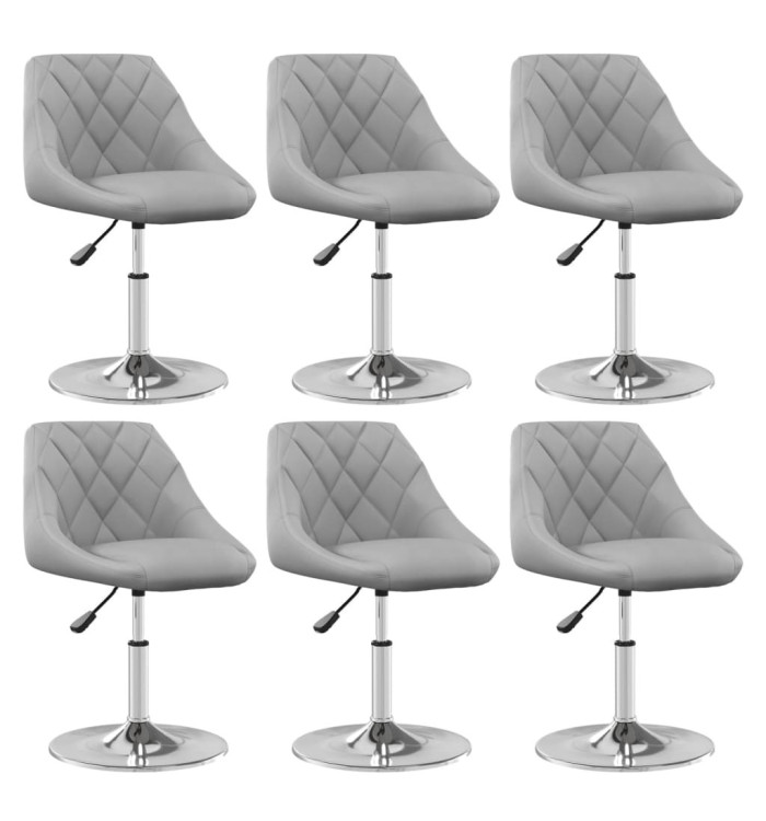 Chaises pivotantes à manger lot de 6 Gris clair Velours | Mobilier & Déco