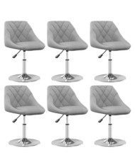 Chaises pivotantes à manger lot de 6 Gris clair Velours | Mobilier & Déco
