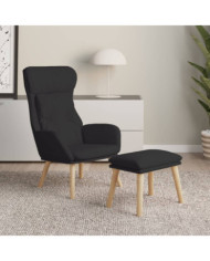 Chaise de relaxation avec repose-pied Noir Tissu | Mobilier & Déco