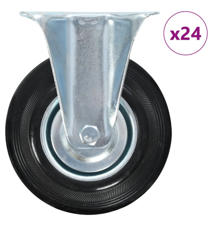 24 pcs Roulettes fixes 125 mm | Mobilier & Déco