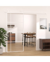 Porte coulissante Verre ESG et aluminium 90x205 cm Blanc | Mobilier & Déco