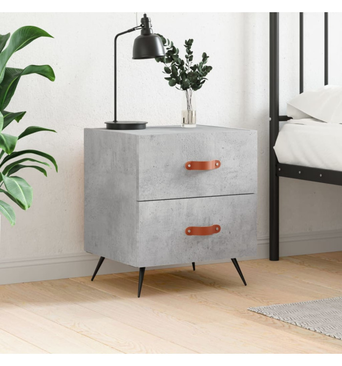 Table de chevet gris béton 40x35x47,5 cm bois d’ingénierie | Mobilier & Déco