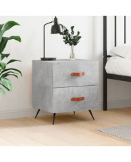 Table de chevet gris béton 40x35x47,5 cm bois d’ingénierie | Mobilier & Déco