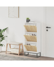 Armoire à chaussures blanc 52x25x120 cm bois d'ingénierie | Mobilier & Déco