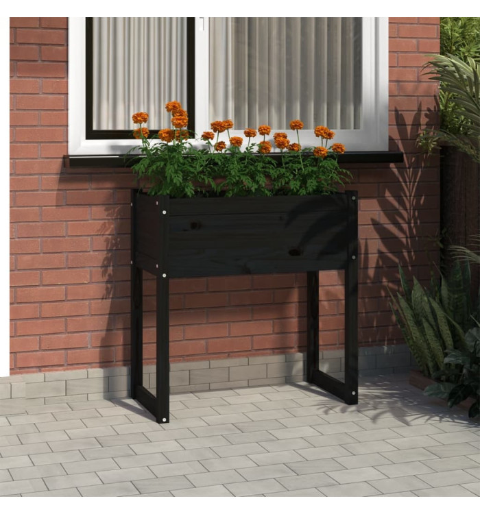 Jardinière Noir 78x40x81 cm Bois massif de pin | Mobilier & Déco