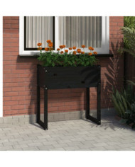 Jardinière Noir 78x40x81 cm Bois massif de pin | Mobilier & Déco