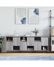 Buffets 3 pcs Sonoma gris Bois d'ingénierie | Mobilier & Déco