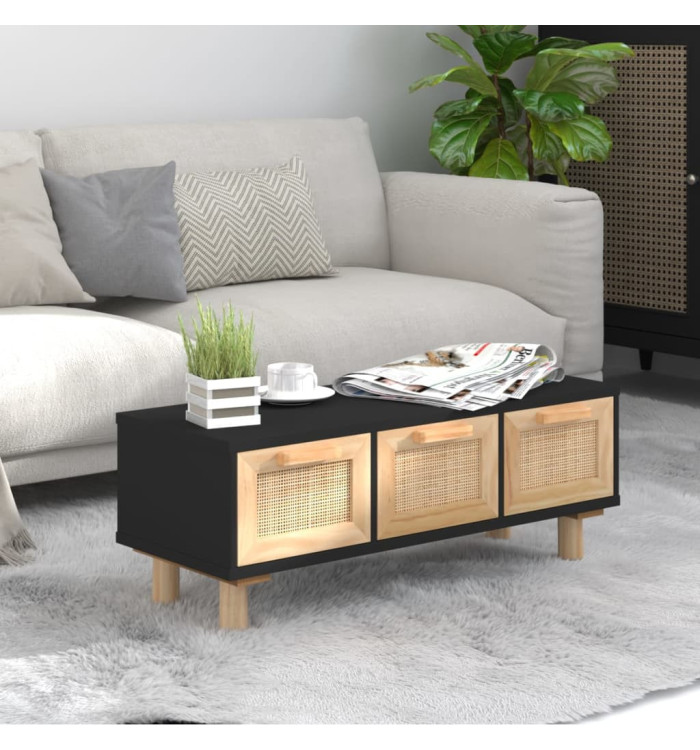 Table basse Noir 80x40x30 cm Bois d'ingénierie et pin massif | Mobilier & Déco