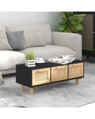 Table basse Noir 80x40x30 cm Bois d'ingénierie et pin massif | Mobilier & Déco