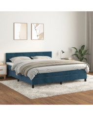 Sommier à lattes de lit et matelas Bleu foncé 160x200cm Velours | Mobilier & Déco