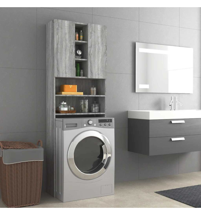 Meuble pour machine à laver Sonoma gris 64x25,5x190 cm | Mobilier & Déco