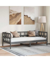 Lit de jour sans matelas gris bois de pin massif 90x200 cm | Mobilier & Déco