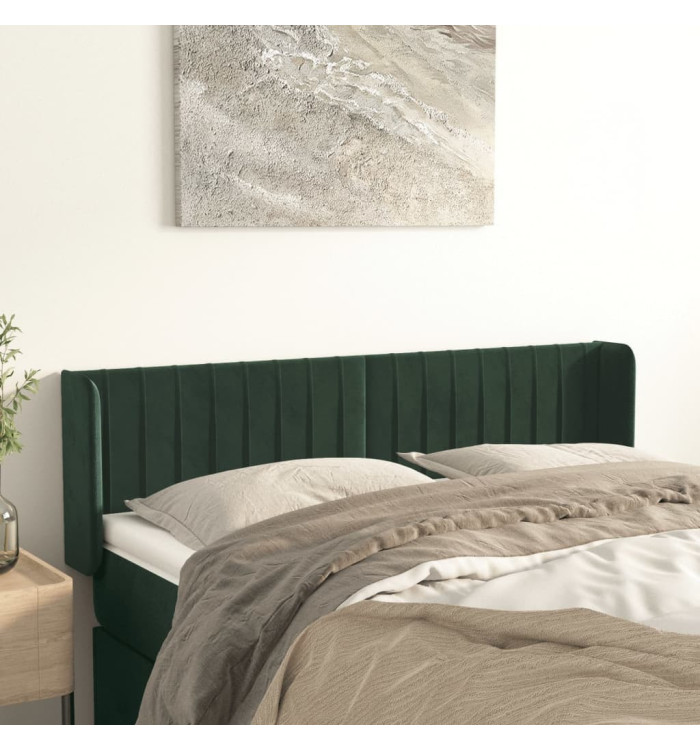 Tête de lit avec oreilles Vert foncé 147x16x78/88 cm Velours | Mobilier & Déco