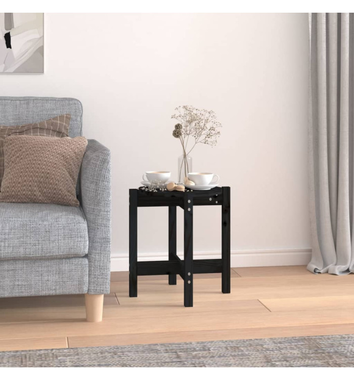 Table basse Noir Ø 42,5x45 cm Bois massif de pin | Mobilier & Déco