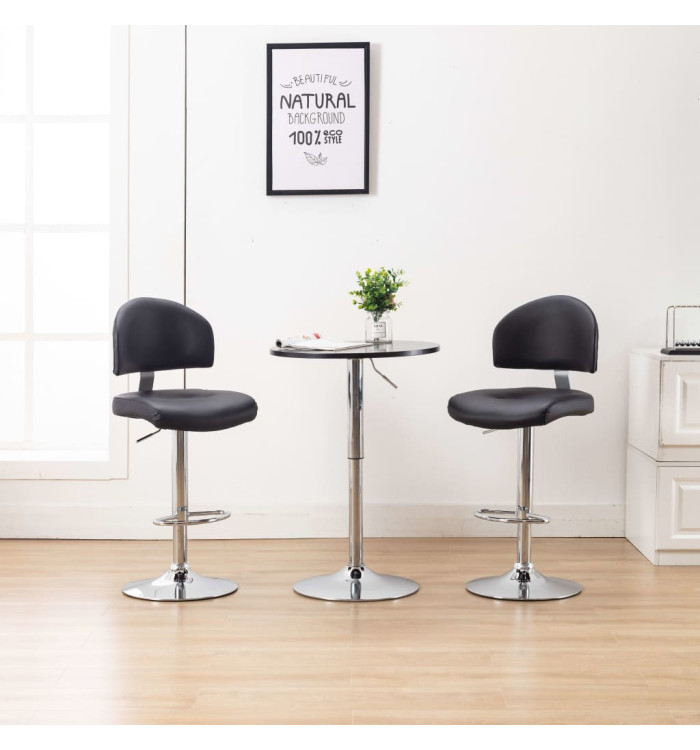 Tabourets de bar lot de 2 noir similicuir | Mobilier & Déco