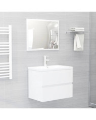 Ensemble de meubles de bain blanc brillant bois d'ingénierie | Mobilier & Déco