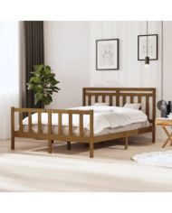 Cadre de lit sans matelas marron miel bois massif | Mobilier & Déco