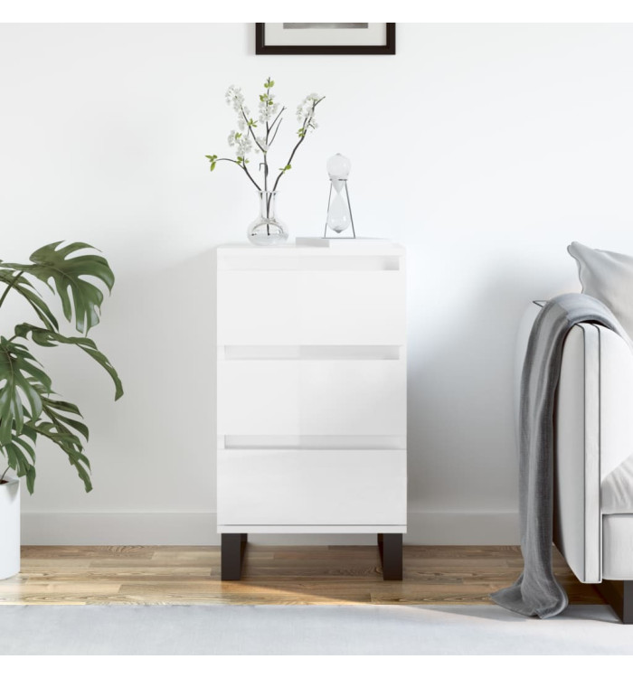 Buffet blanc brillant 40x35x70 cm bois d'ingénierie | Mobilier & Déco