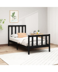 Cadre de lit sans matelas noir 100x200 cm bois massif de pin | Mobilier & Déco
