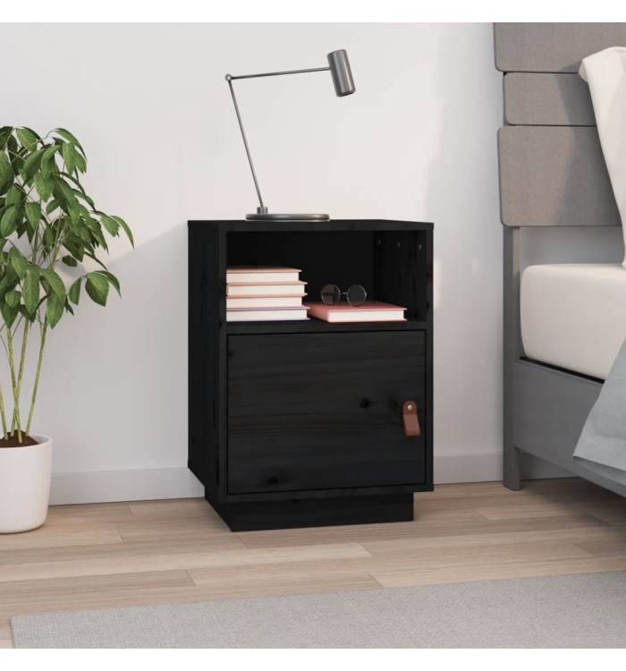 Table de chevet Noir 40x34x55 cm Bois de pin massif | Mobilier & Déco